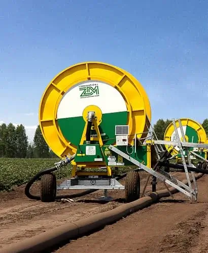Reel irrigation machines